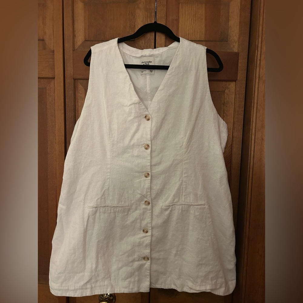 Abercrombie & Fitch Women's Sz XXLP White/Ivory Minimalist Mara Vest Mini Dress